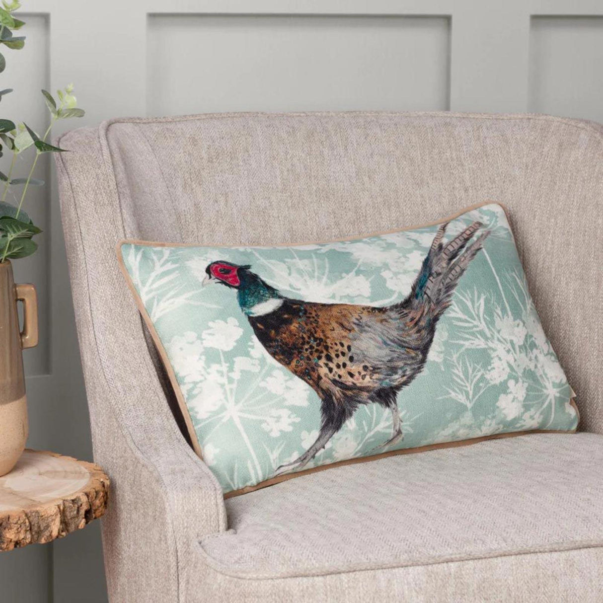 Manor Pheasant Watercolour Cushion Cover 12" x 20"