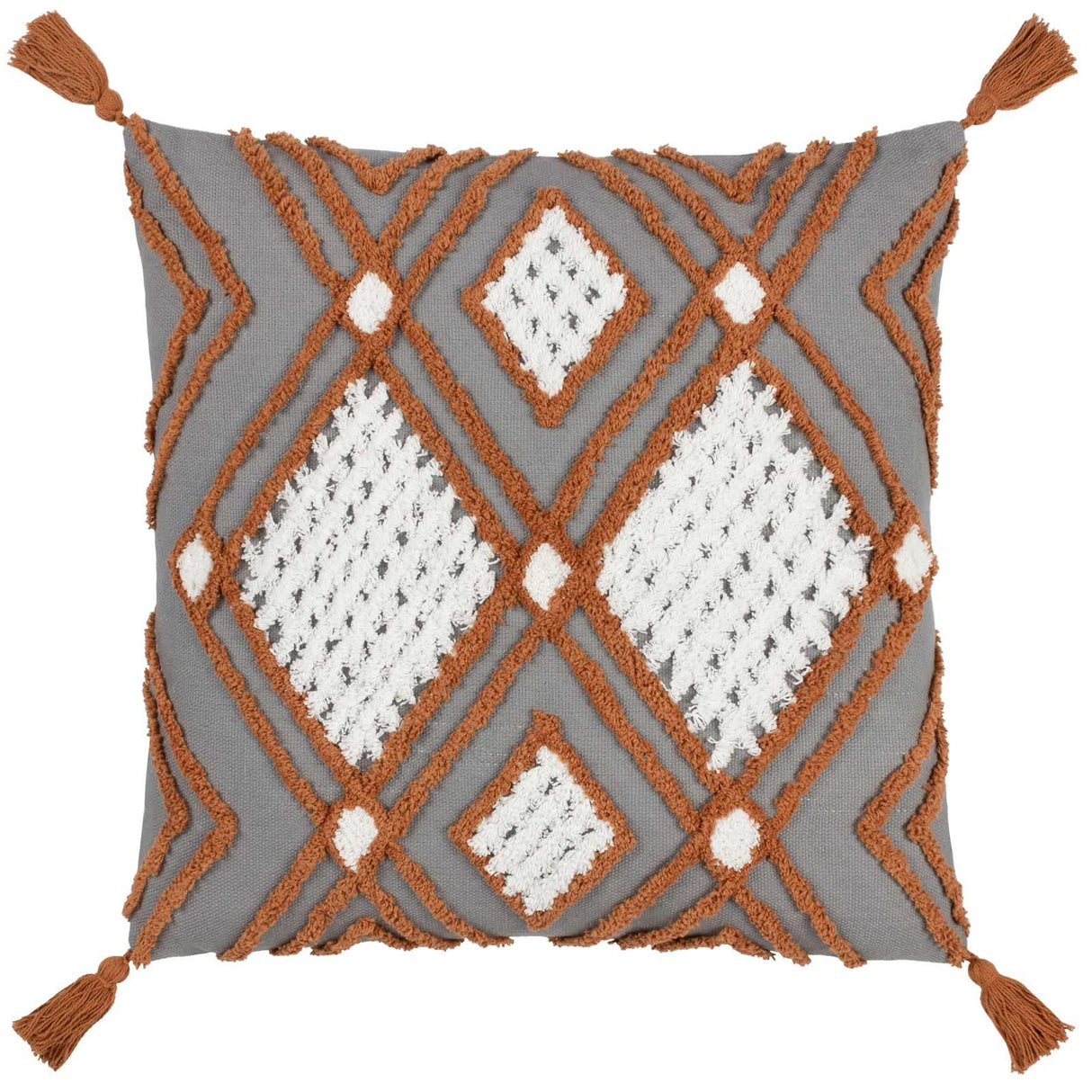 Aquene Tufted Tasselled Cushion Cover 20" x 20" (50cm x 50cm)