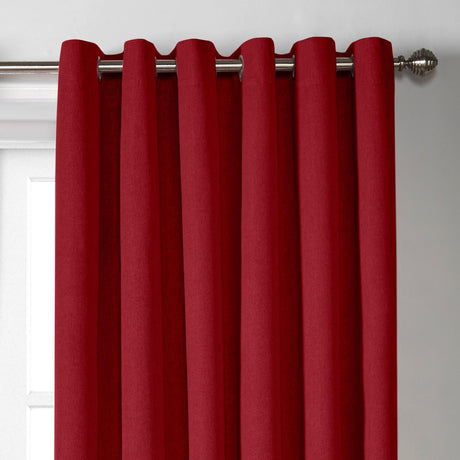 Blackout Linen Look Eyelet Curtains Red