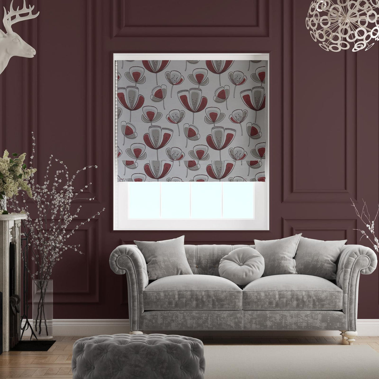 Hiona Red Made To Measure Roman Blind