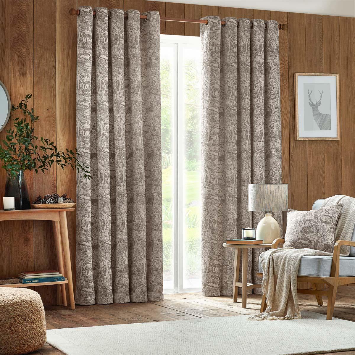 Winter Woods Chenille Eyelet Curtains Taupe