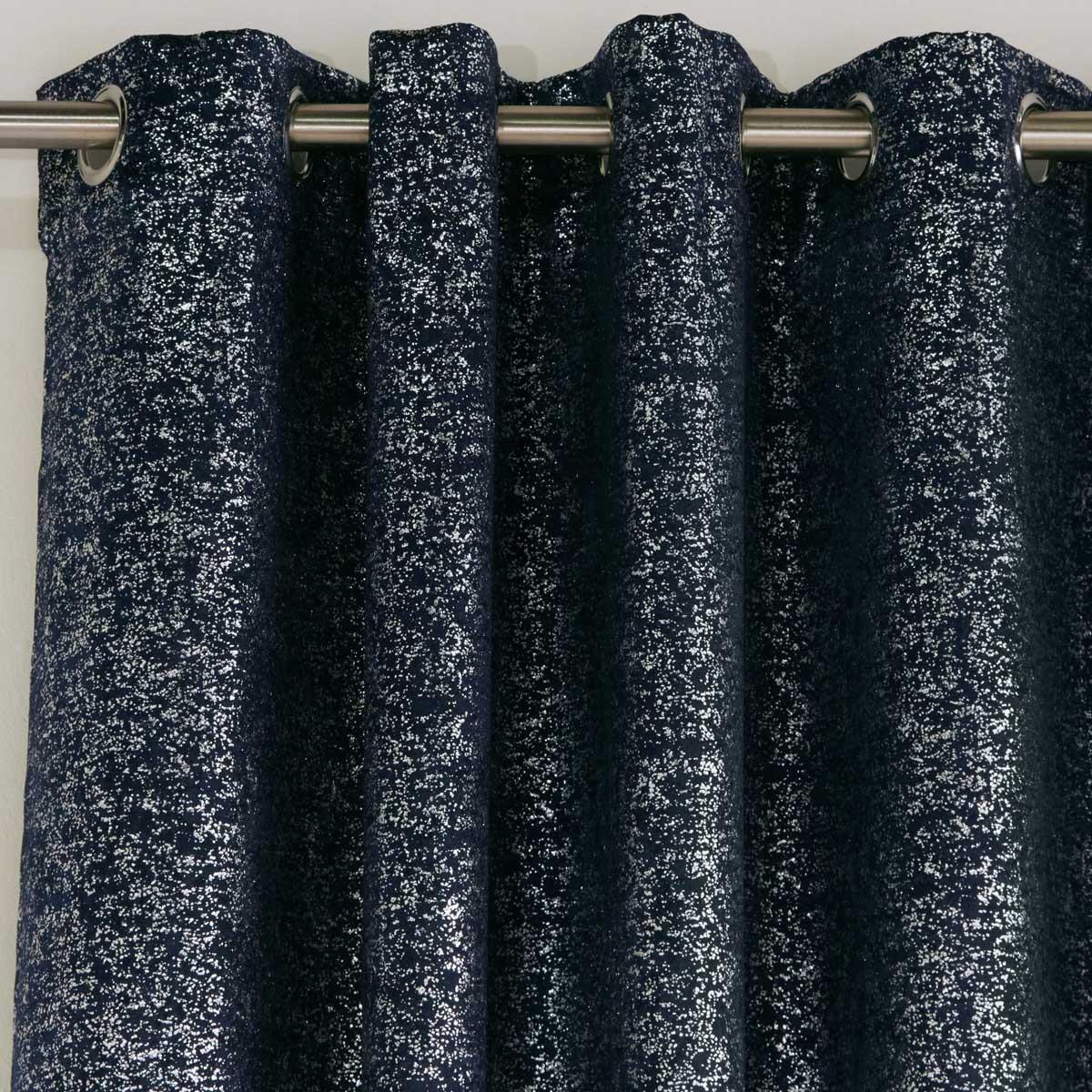 Halo Metallic Thermal Eyelet Curtains Navy 46" x 54"