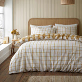 Brushed Seersucker Gingham Duvet Cover Set Caramel