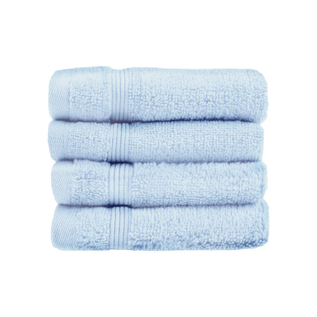 Luxury Zero Twist Egyptian Cotton Face Cloth 4 Pack Baby Blue Towels Allure   