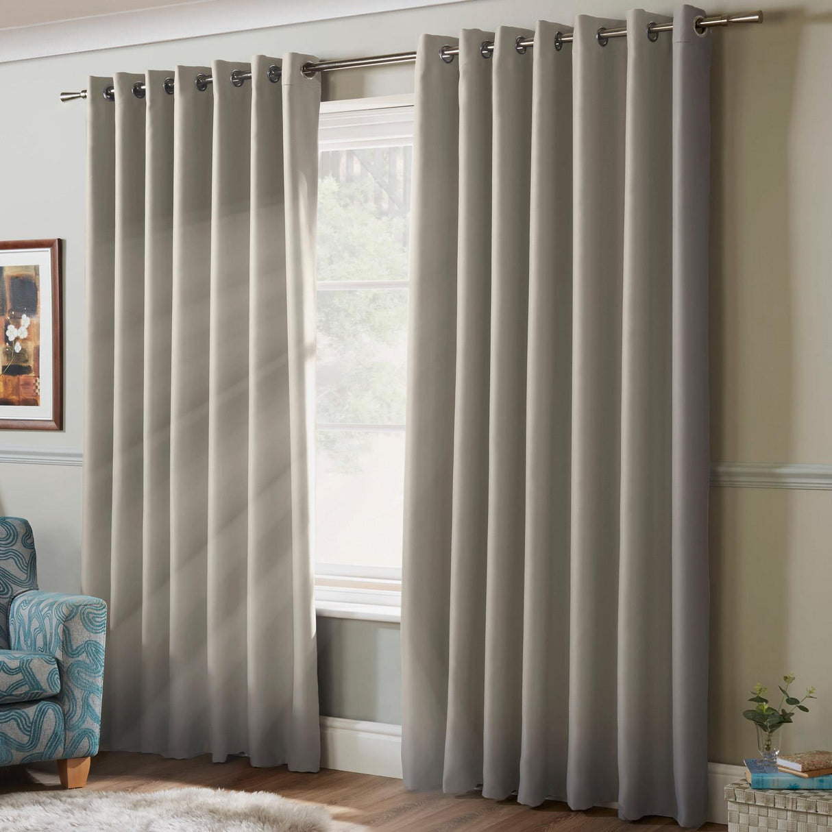 100% Blackout Eyelet Curtains Grey