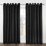 Thermal Blackout Eyelet Curtains Embossed Velvet Woven Black