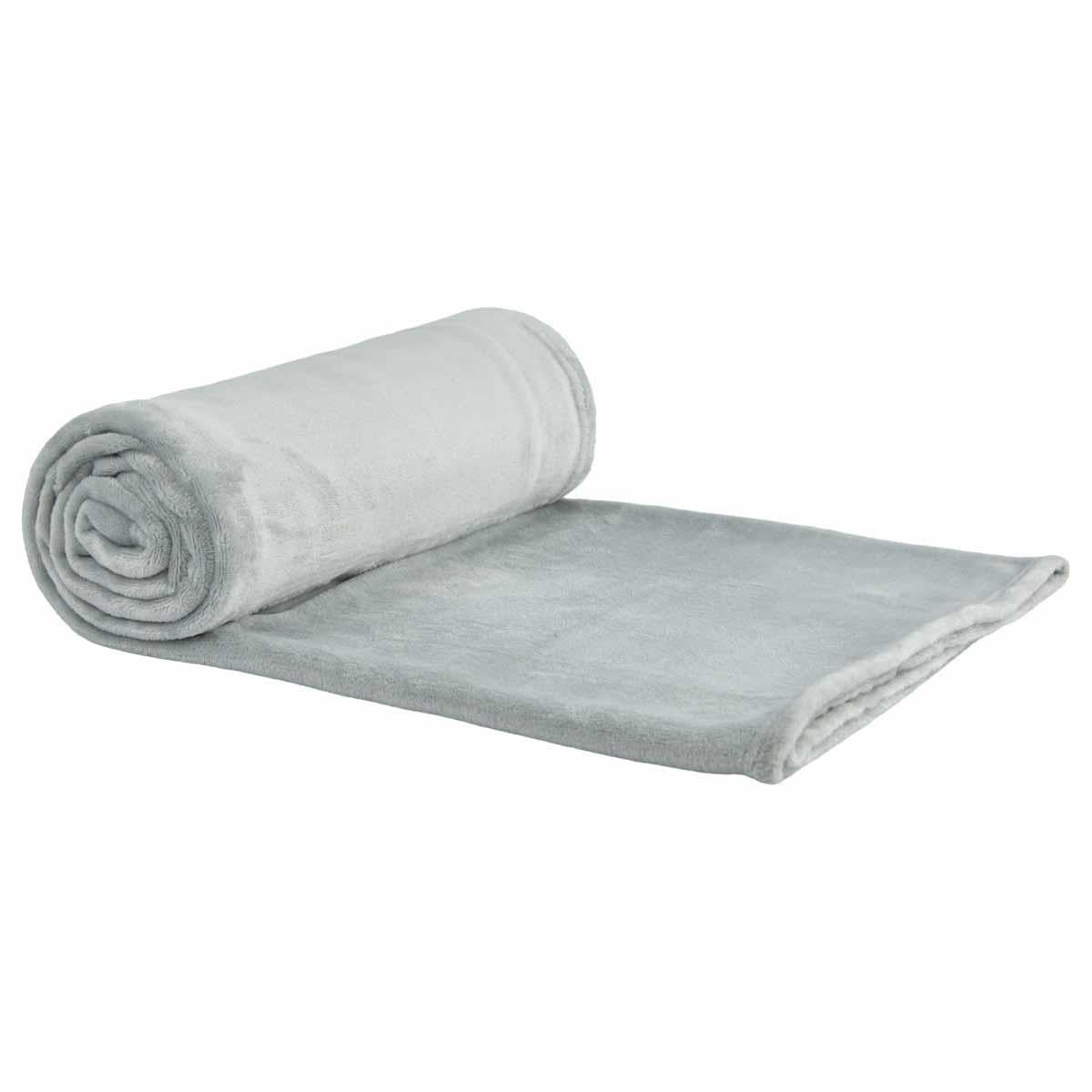 Snug Flannel Fleece Blanket  Super Soft Throw in Silver