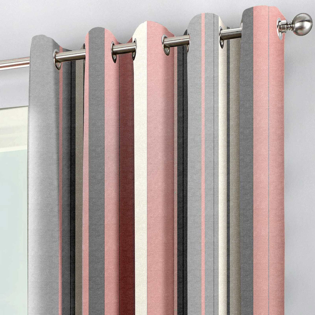 Whitworth Stripe Eyelet Curtains Blush