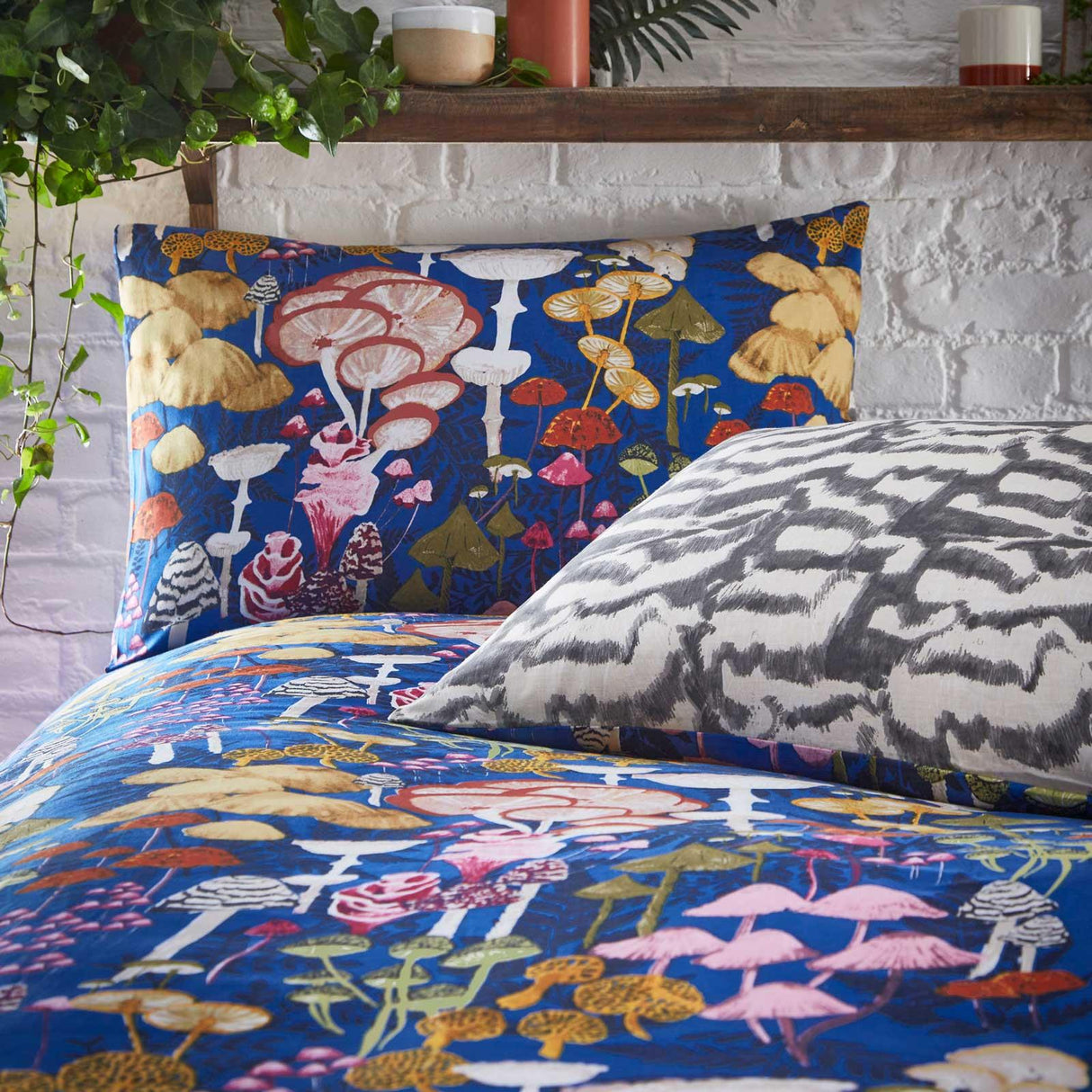 Amanita Mushroom Cobalt Duvet Cover Set