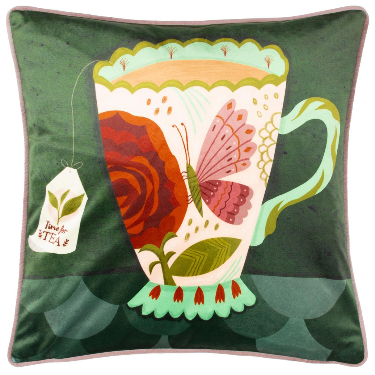 Time For Tea Illustrated Cushion Cover 17" x 17"