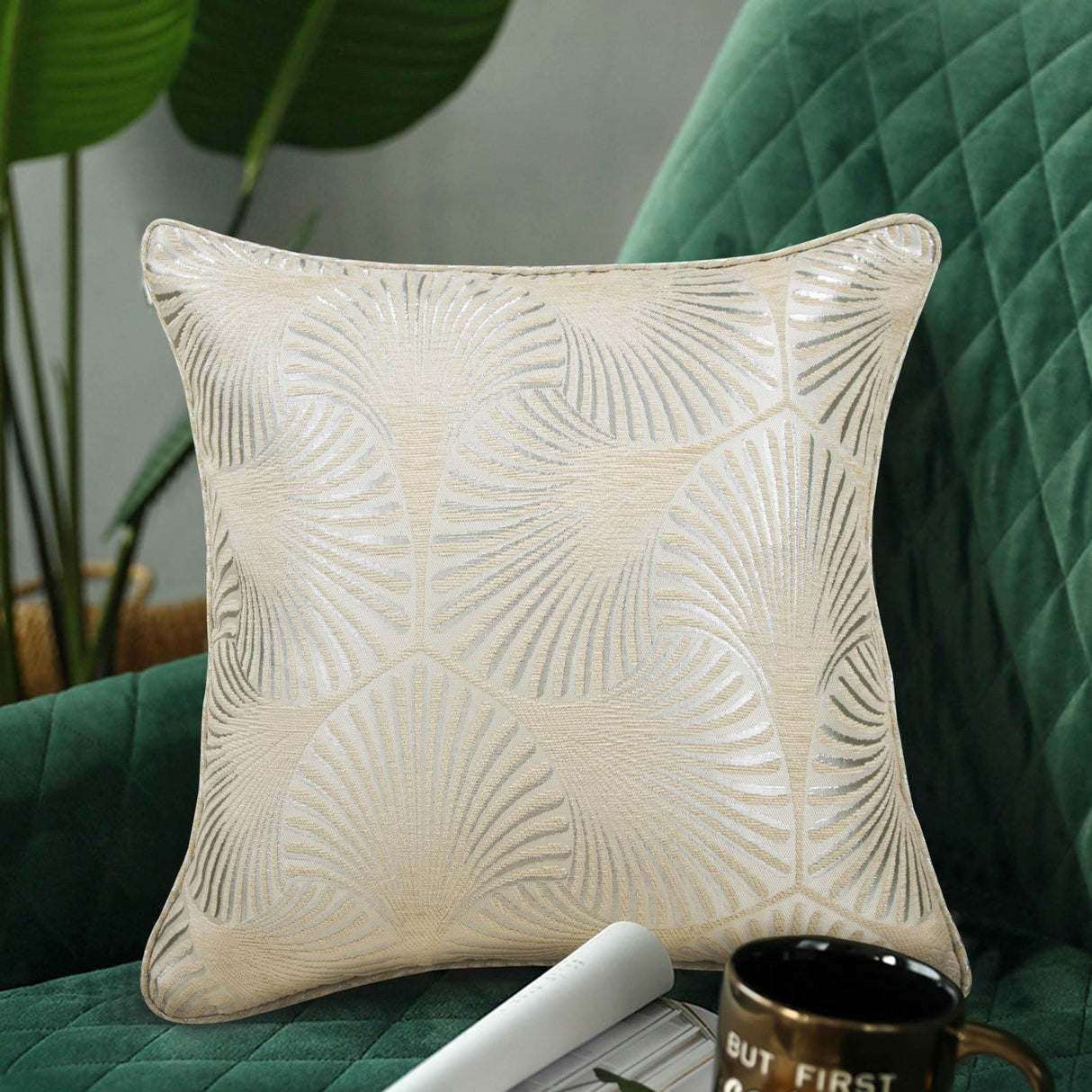 Chrissy Jacquard Cream Cushion Cover 17" x 17"