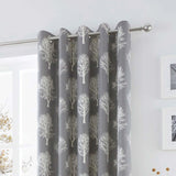 Woodland Trees Eyelet Curtains Charcoal