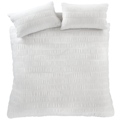 Seersucker White Duvet Cover Set