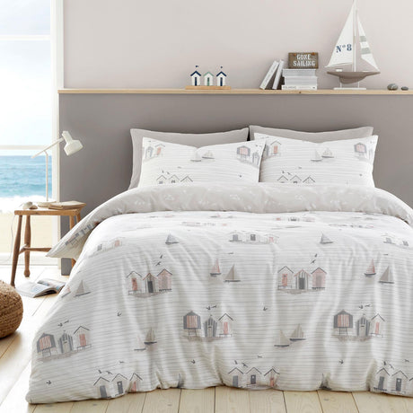 Beach Huts Natural Duvet Cover Set