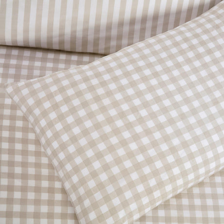 Gingham Check Duvet Cover Set Natural