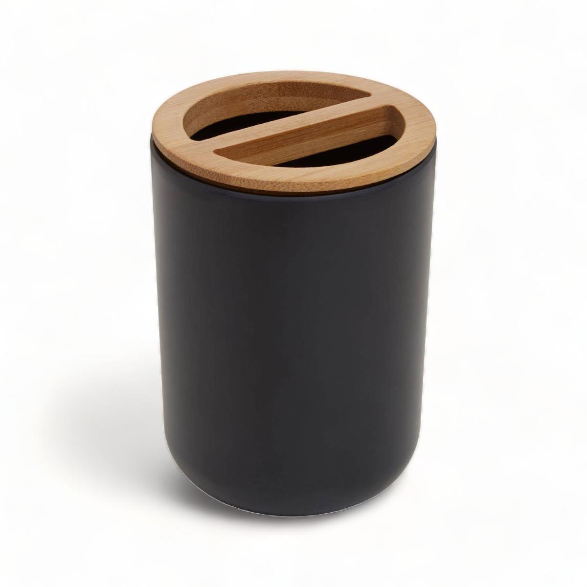 Black Bamboo Toothbrush Holder