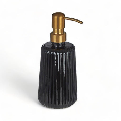 Black Ribbed Glass Dispenser