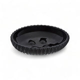 Black Ribbed Glass Soap Dish