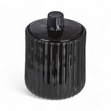 Black Ribbed Glass Storage Jar