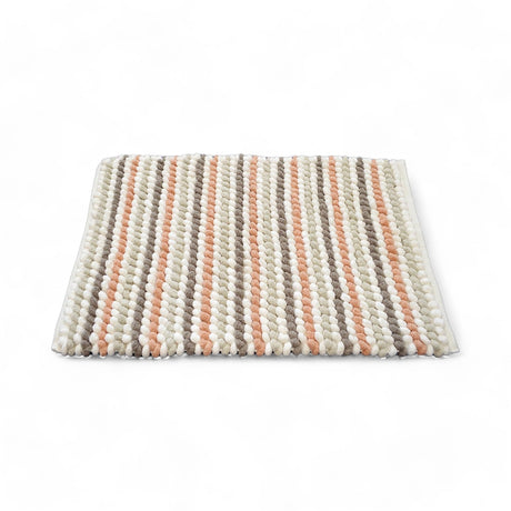 Merlin Stripe Chunky Bobble Bath Mat Blush