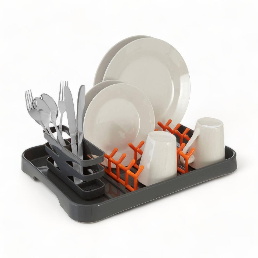 Brights Grey + Orange Dish Drainer