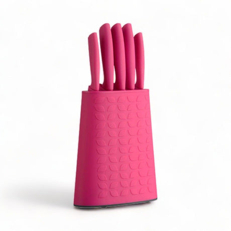 Brights Pink 5 Piece Knife Block Set