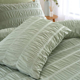 Seersucker Sage Green Duvet Cover Set