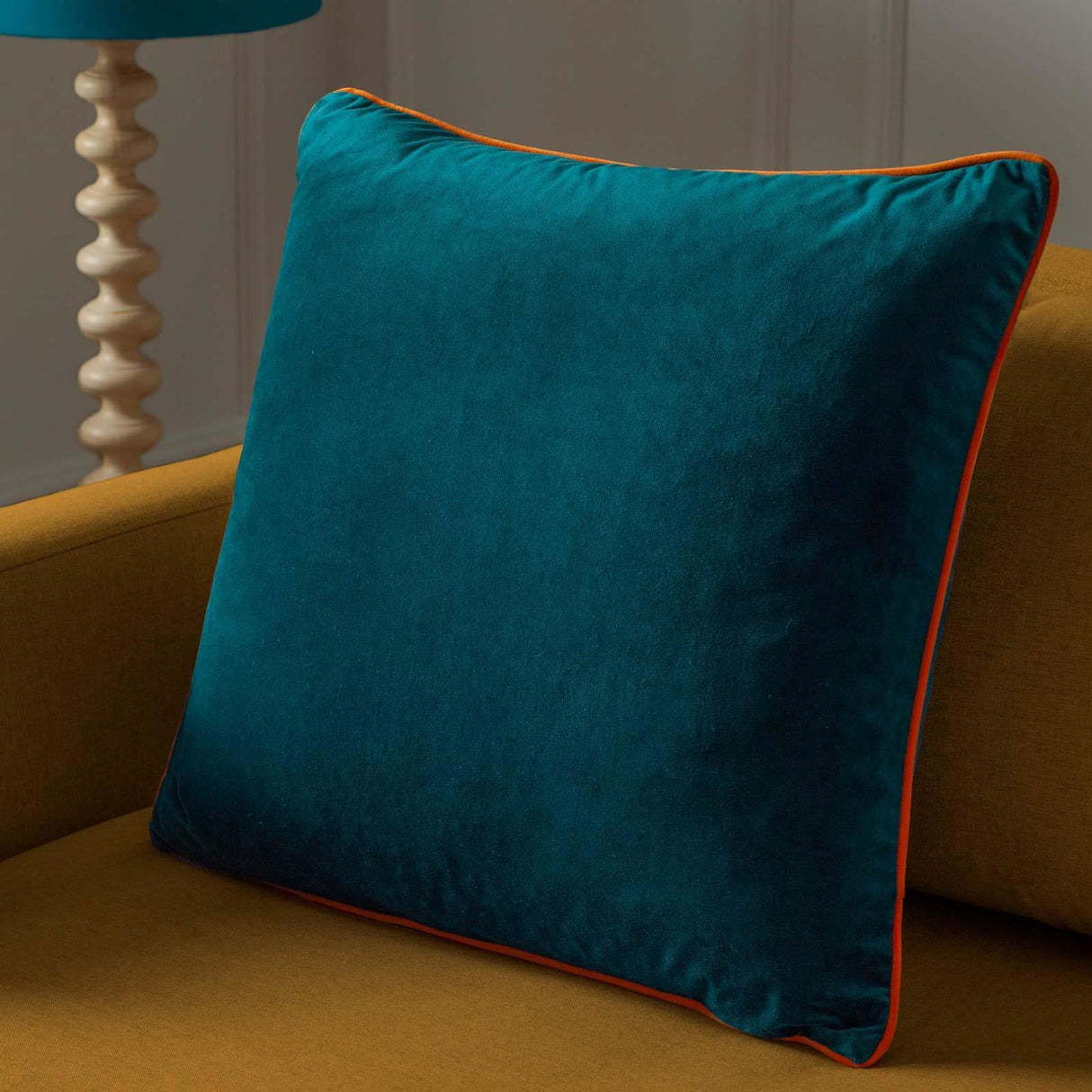 Meridian Velvet Piped Cushion Cover 22" x 22" (55cm x 55cm)