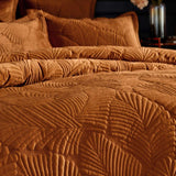 Palmeria Quilted Velvet Rust Duvet Cover Set