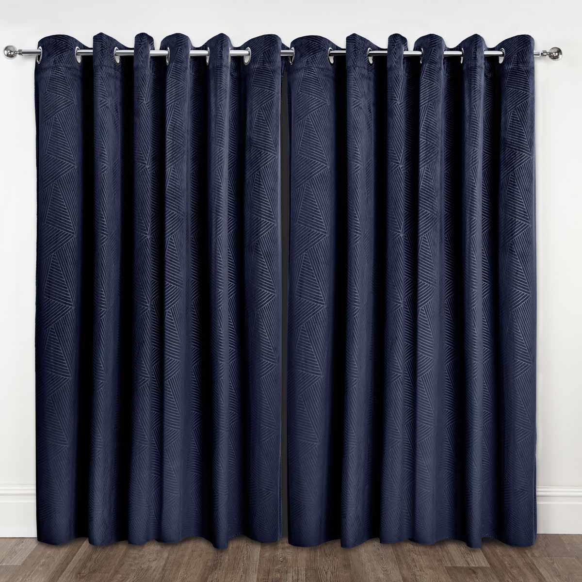 Thermal Embossed Velvet Blackout Eyelet Curtains