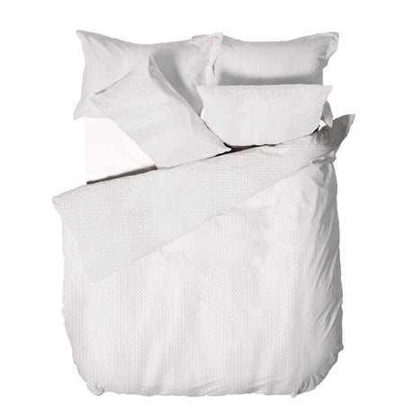 Waffle Textured Cotton White Duvet Cover Set