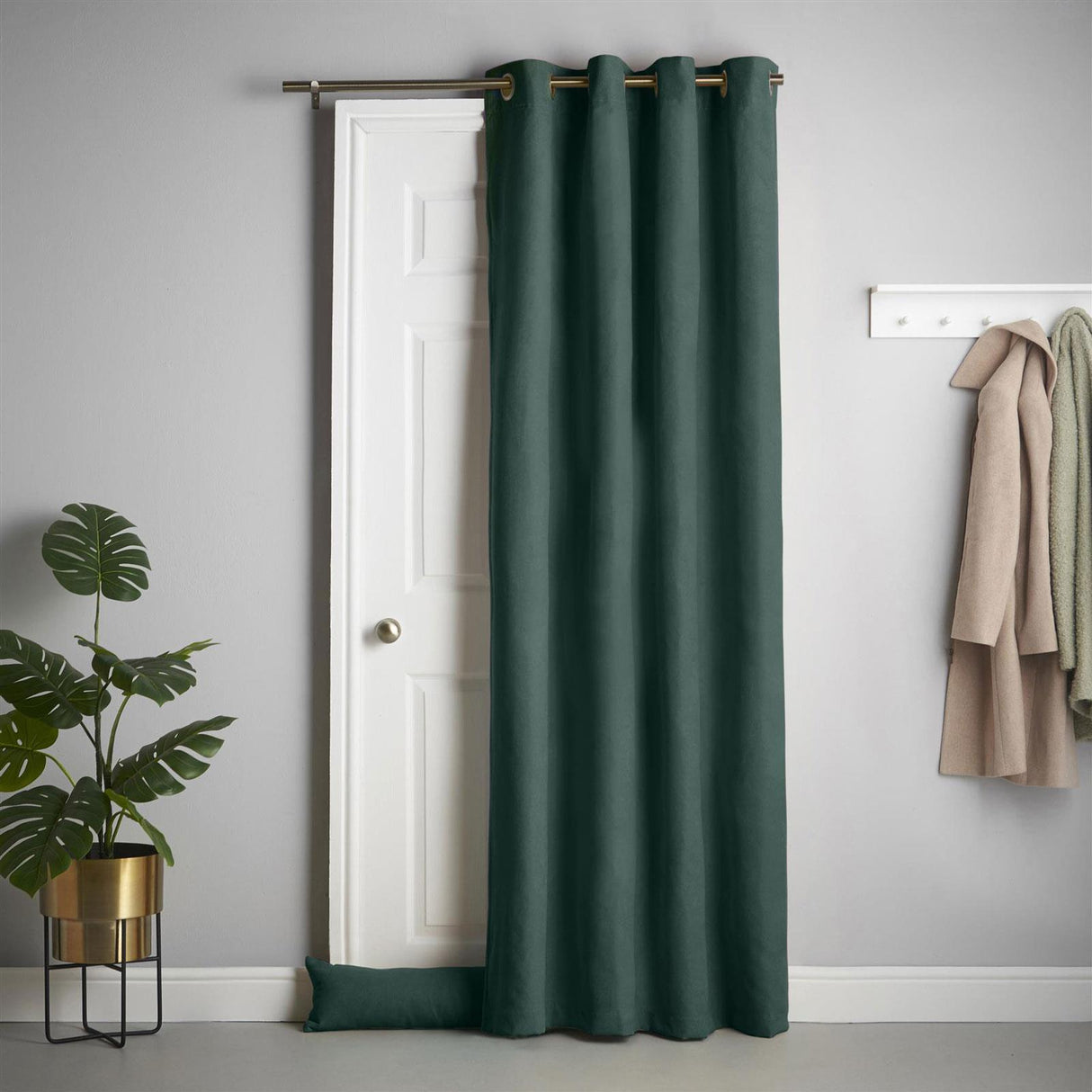 Velvet Chenille Eyelet Door Curtain Green