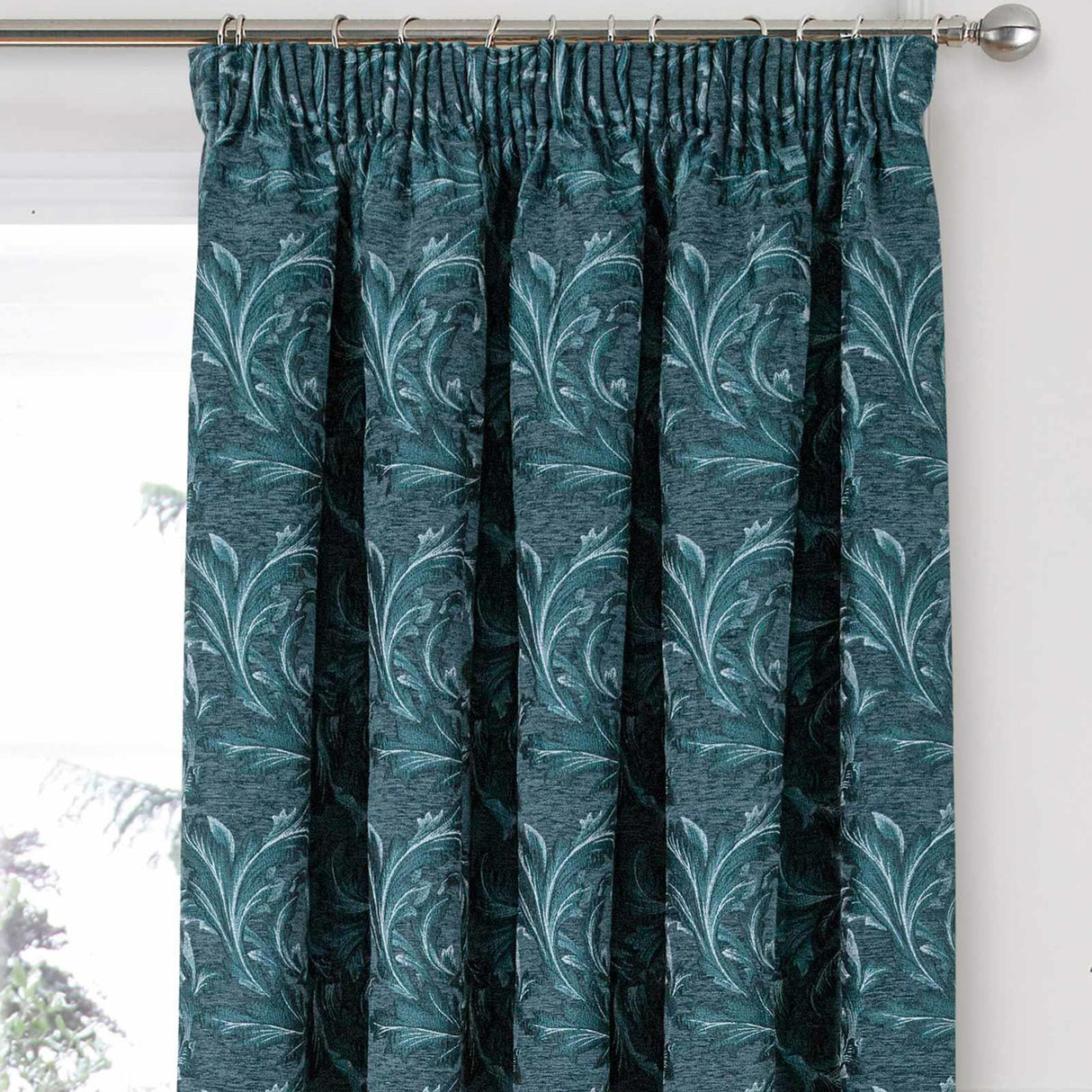 Georgia Chenille Tape Top Curtains Teal