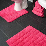 Linear Rib Bath & Pedestal Mat Set Pink