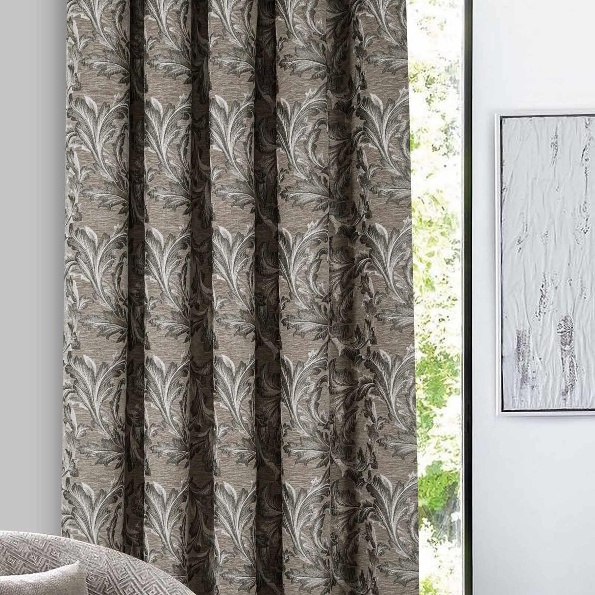 Georgia Chenille Tape Top Curtains Natural