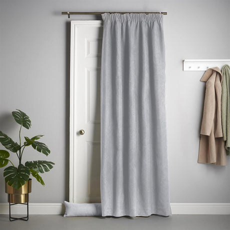 Velvet Chenille Tape Top Door Curtain Silver