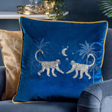 Dusk Monkey Embroidered Velvet Cushion Cover 20" x 20" (50cm x 50cm)