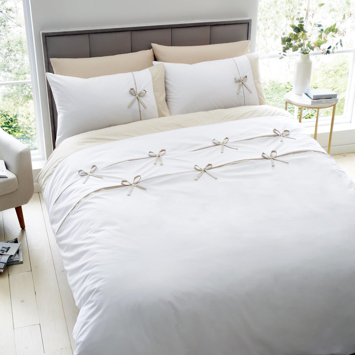 Milo Bow Natural Duvet Cover Set