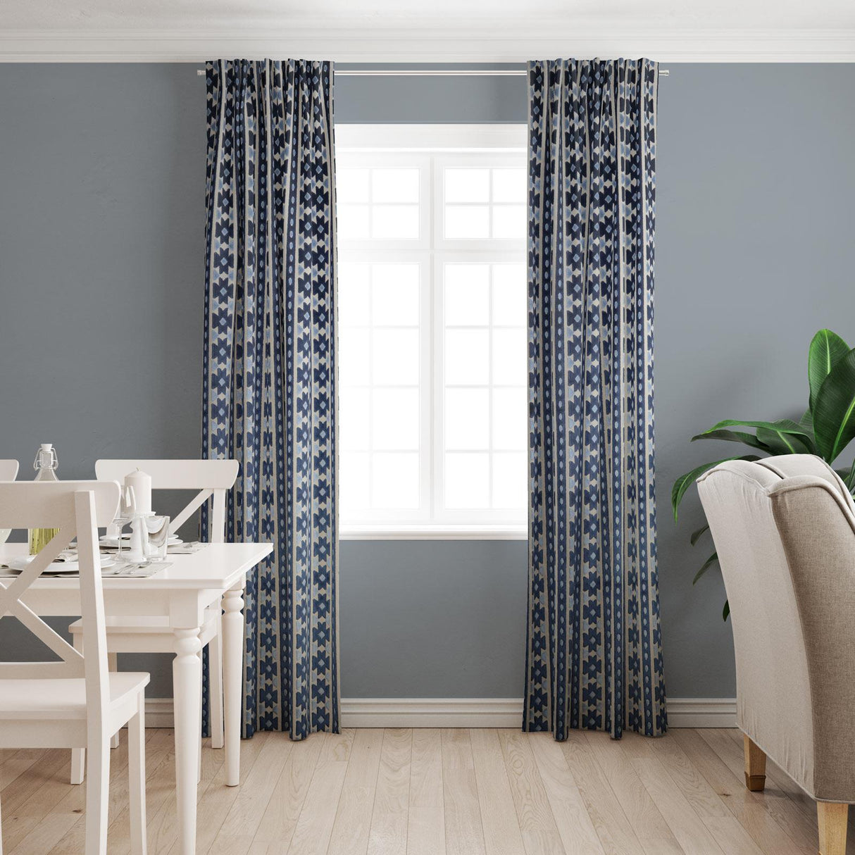 Bazaar Navy Made To Measure Curtains