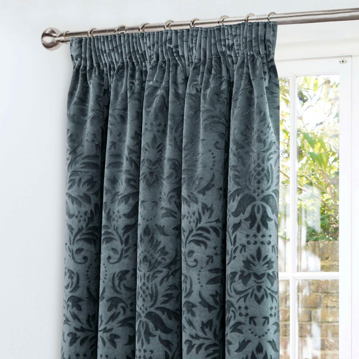 Taylor Velour Interlined Tape Top Curtains Grey