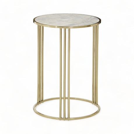 Gold Steel Marble Top Side Table