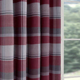 Braemar Tartan Check Tape Top Curtains Wine