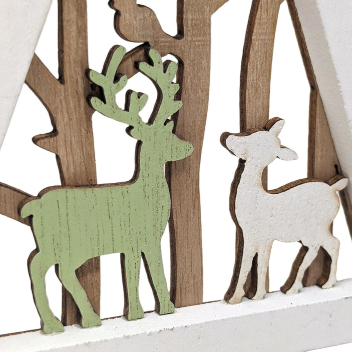 Wooden Reindeer & Tree Decoration