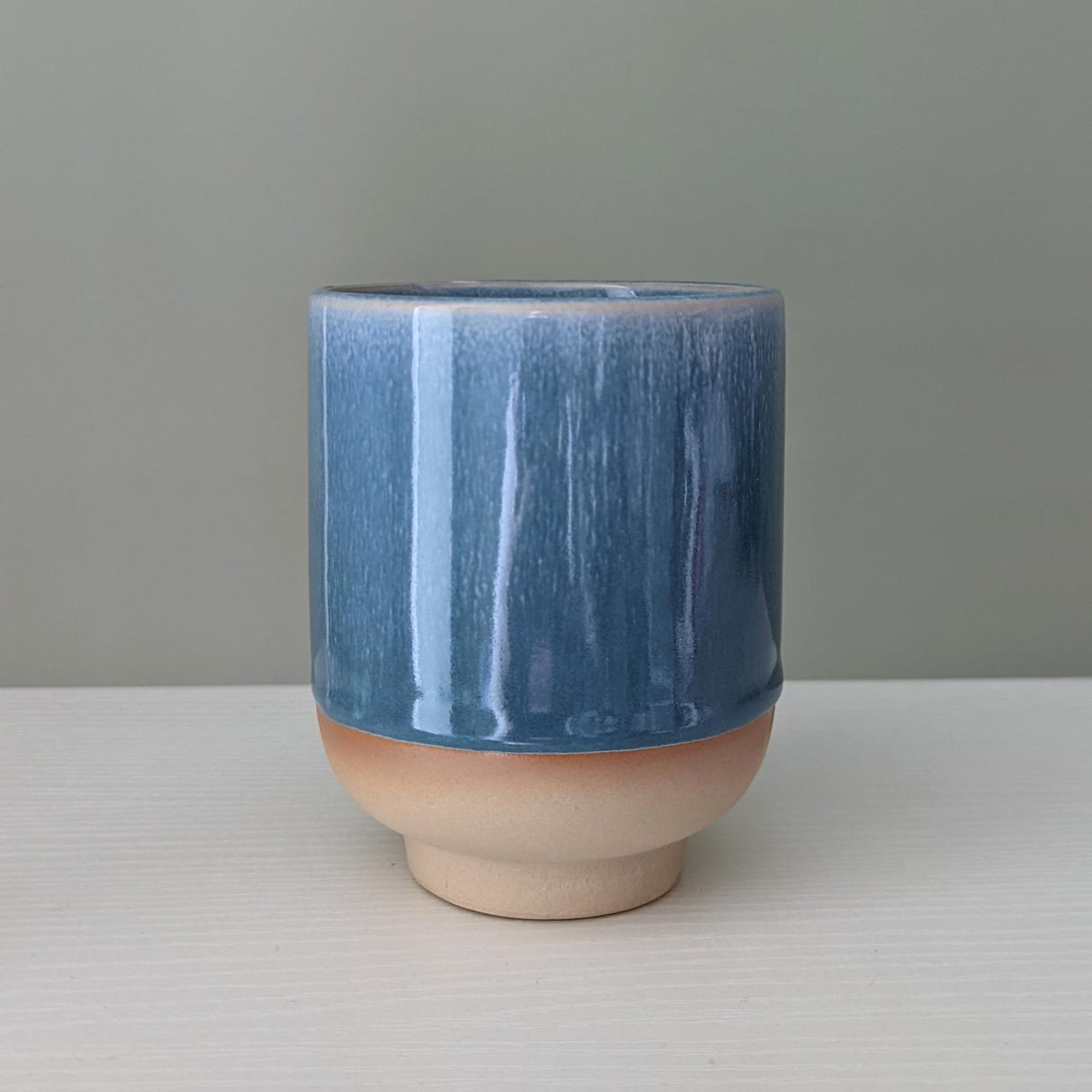 Small Reactive Blue Glaze Pot