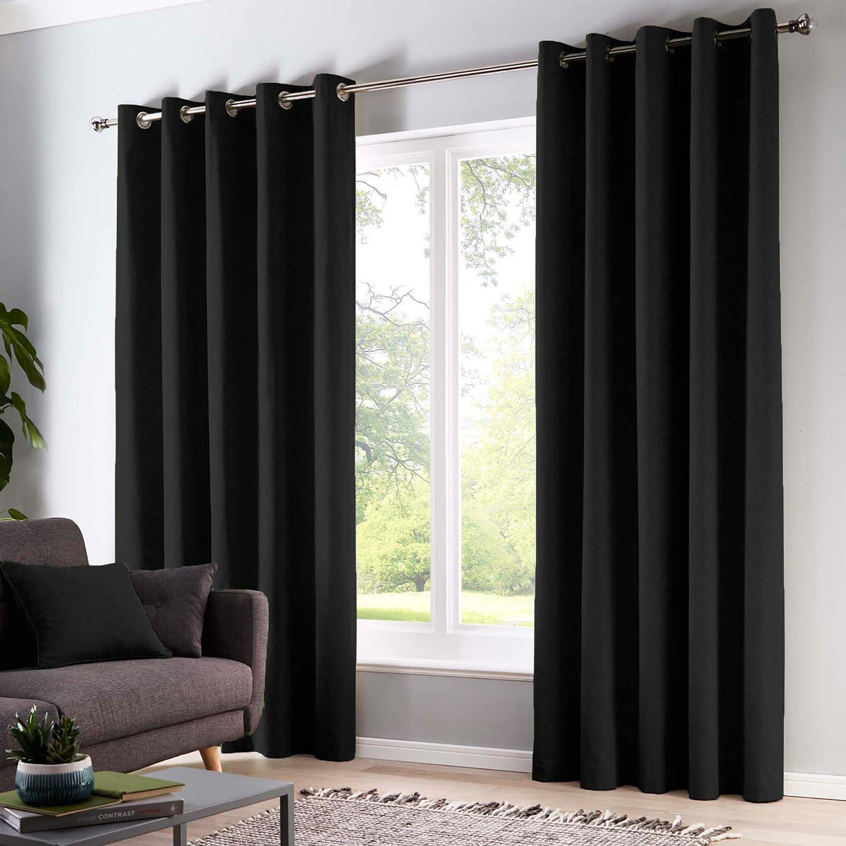 Sorbonne Eyelet Curtains Black