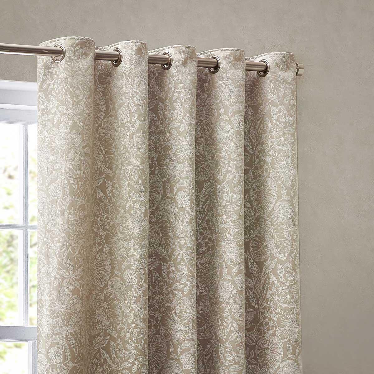 Bali Jacquard Leaf Eyelet Curtains Natural