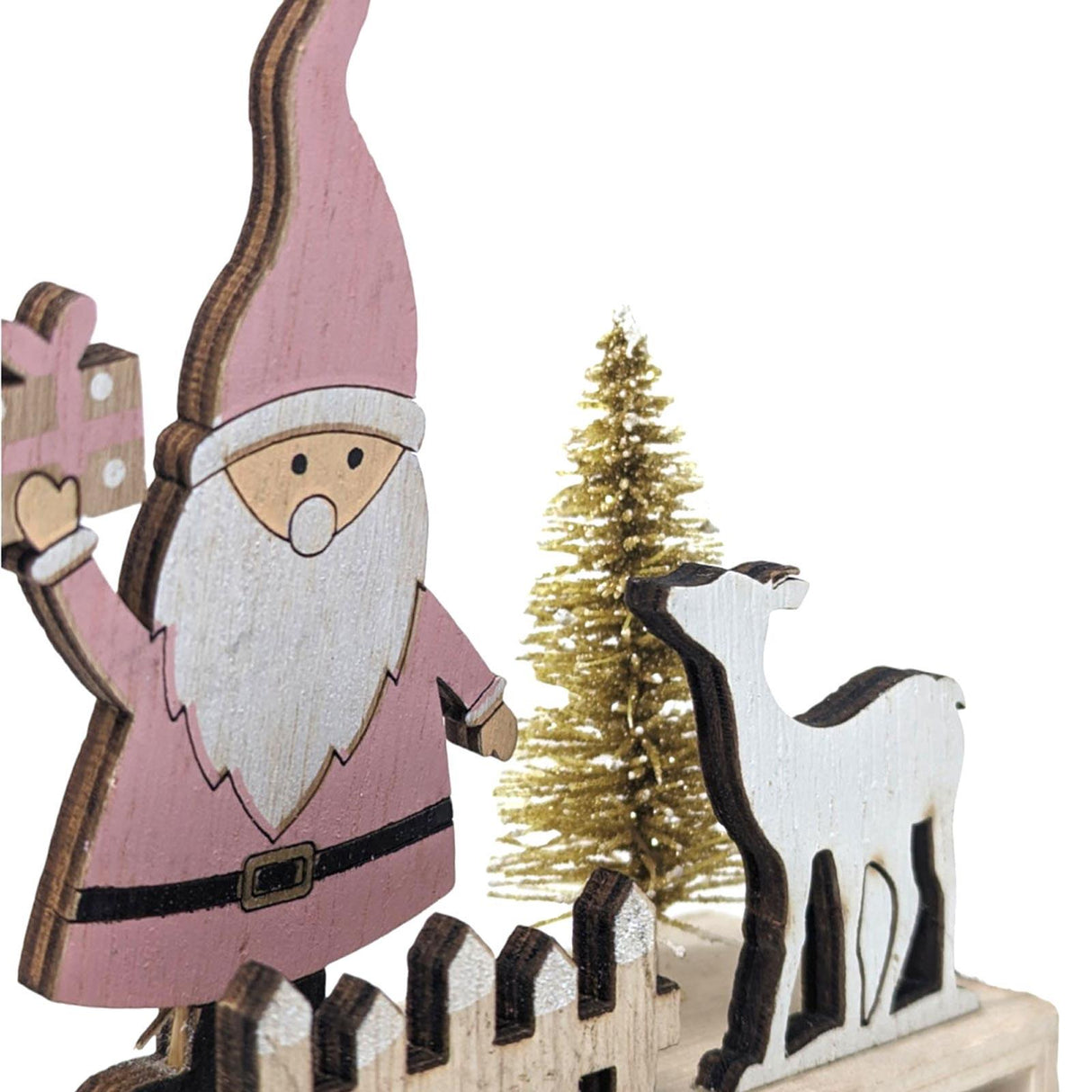 Wooden Pink Santa Advent Calendar