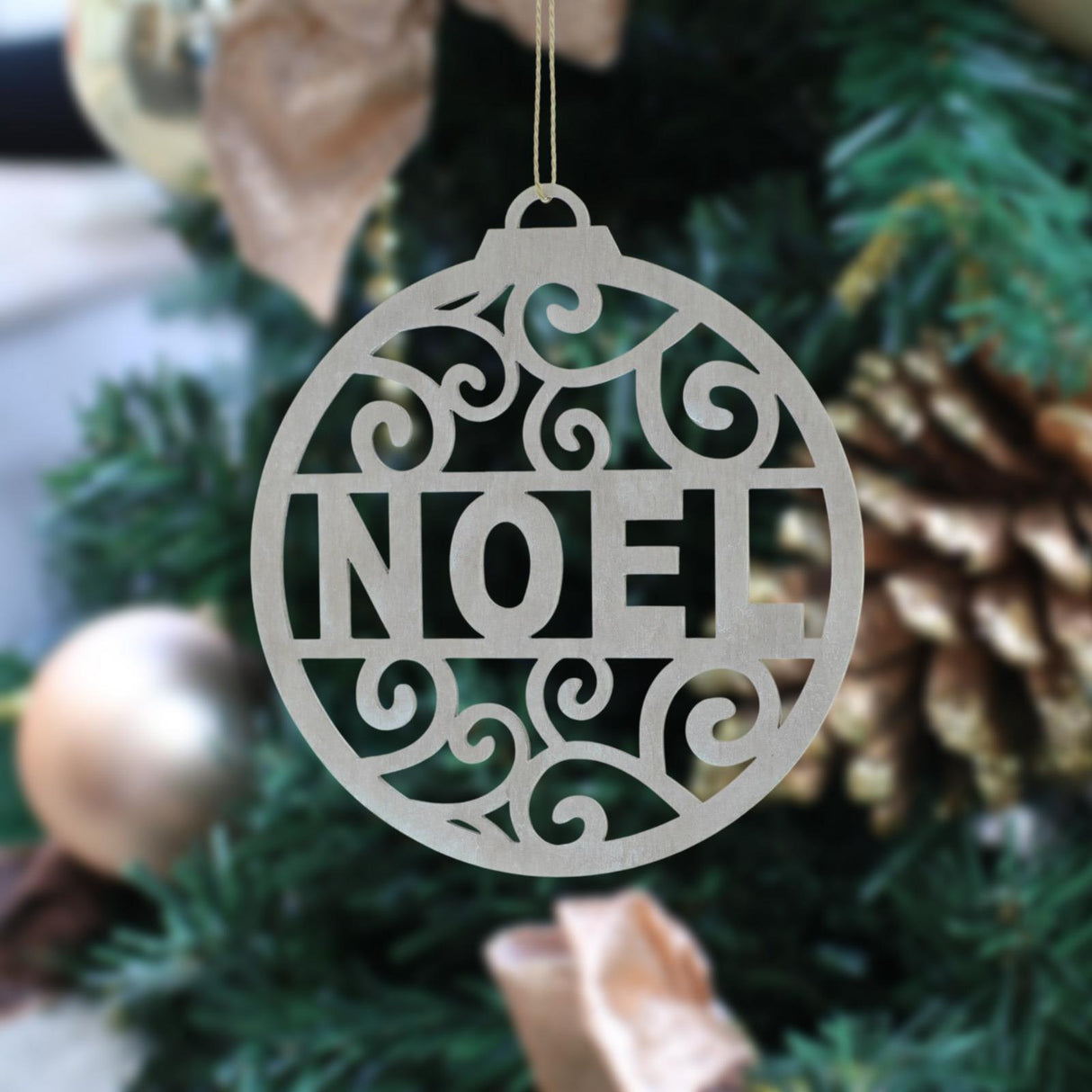 White Wash Laser Cut Noel Disc