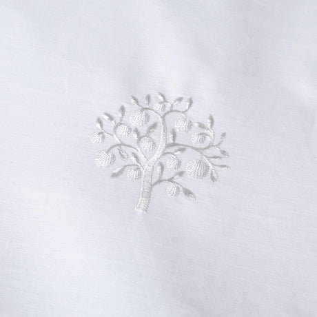 Embroidered Trees 100% Cotton White Duvet Cover Set