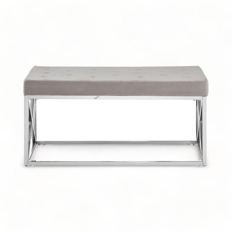 Oban Chrome Frame Button Bench Seat Mink Velvet